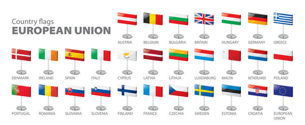 флаги европейского союза. Векторная иллюстрация.