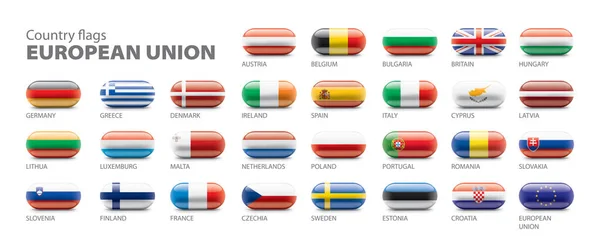 Bandeiras da união europeia. Ilustração vetorial. —  Vetores de Stock