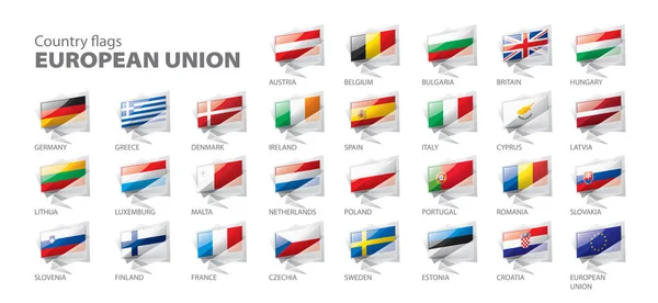 Σημαίες της Ευρωπαϊκής Ένωσης. Εικονογράφηση διανύσματος. — Διανυσματικό Αρχείο