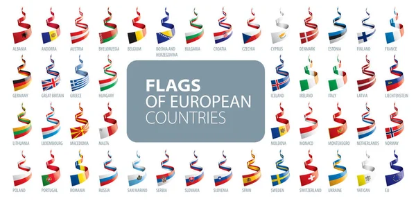 Set de banderas de Europa. Ilustración vectorial — Vector de stock
