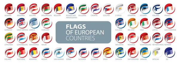 Conjunto de bandeiras da Europa. Ilustração vetorial — Vetor de Stock