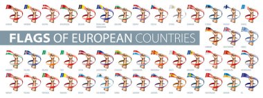 El ve ulusal bayrak. Avrupa bayrakları kümesinin vektör çizimi