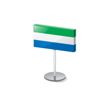 Sierra Leone bayrağı, beyaz arkaplanda vektör illüstrasyonu.