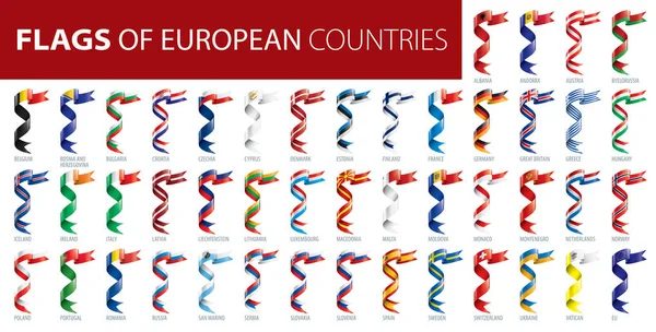 Sada vlajkách Evropy. Vektorová ilustrace — Stockový vektor