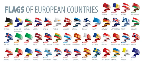 Conjunto de bandeiras da Europa. Ilustração vetorial —  Vetores de Stock