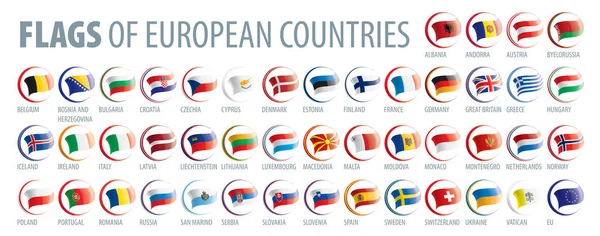 Európa zászlóinak halmaza. Vektoros illusztráció — Stock Vector