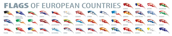 Set de banderas de Europa. Ilustración vectorial — Archivo Imágenes Vectoriales