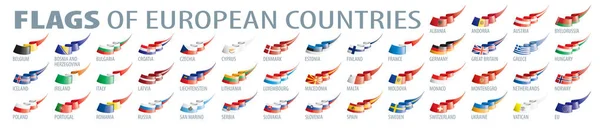 Set van vlaggen van Europa. Vector illustratie — Stockvector