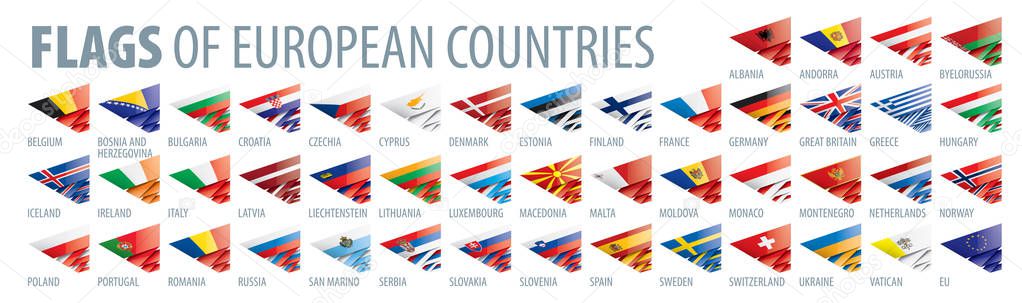 Set of flags of Europe. Vector illustration