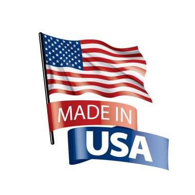 Beyaz arka planda ABD bayrağı, vektör illüstrasyonu