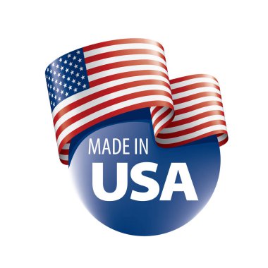 Beyaz arka planda ABD bayrağı, vektör illüstrasyonu