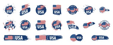 Beyaz arka planda ABD bayrağı, vektör illüstrasyonu