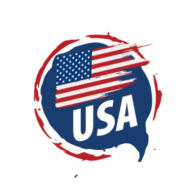 Beyaz arka planda ABD bayrağı, vektör illüstrasyonu