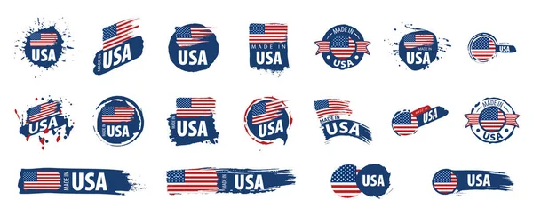 Beyaz arka planda ABD bayrağı, vektör illüstrasyonu