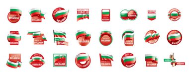 Beyaz arka planda Bulgaristan bayrağı ve vektör illüstrasyonu