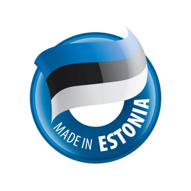 Estonya bayrağı, beyaz arkaplanda vektör illüstrasyonu