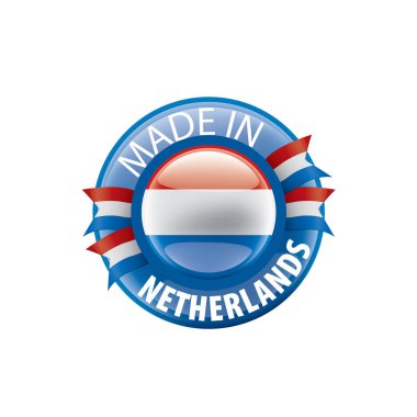 Beyaz arkaplanda Hollanda bayrağı, vektör illüstrasyonu