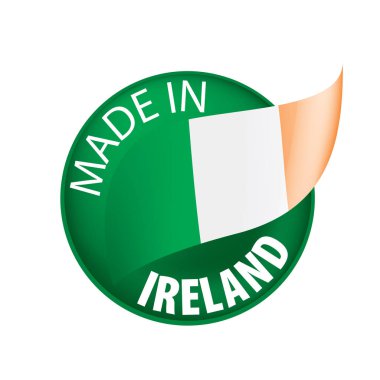 İrlanda bayrağı, beyaz arkaplanda vektör illüstrasyonu