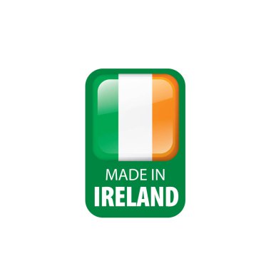 İrlanda bayrağı, beyaz arkaplanda vektör illüstrasyonu