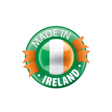 İrlanda bayrağı, beyaz arkaplanda vektör illüstrasyonu