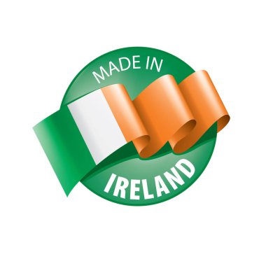 İrlanda bayrağı, beyaz arkaplanda vektör illüstrasyonu