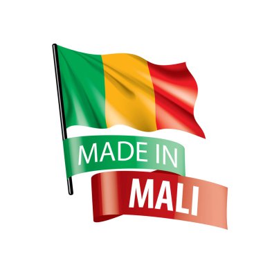 Mali bayrağı, beyaz bir arka plan üzerinde vektör çizim.