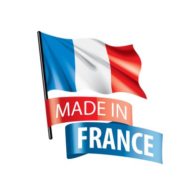 Fransa bayrağı, beyaz arkaplanda vektör illüstrasyonu.