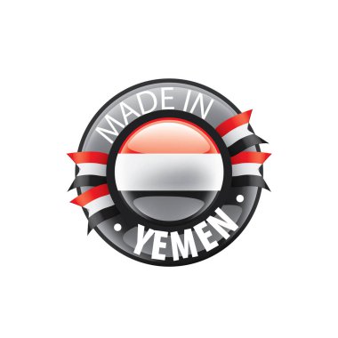 Yemen bayrağı, beyaz arkaplanda vektör çizimi.