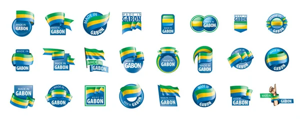 Gabonova vlajka, vektorová ilustrace na bílém pozadí. — Stockový vektor