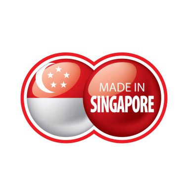 Singapur bayrağı, beyaz arkaplanda vektör illüstrasyonu.