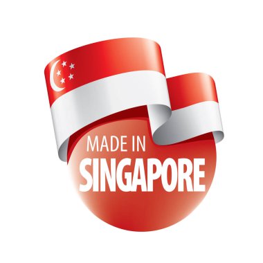 Singapur bayrağı, beyaz arkaplanda vektör illüstrasyonu.