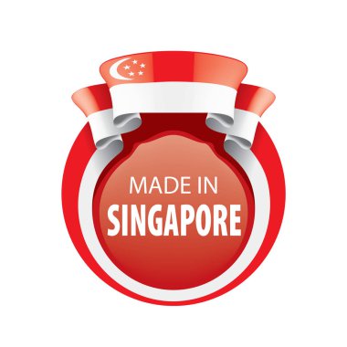 Singapur bayrağı, beyaz arkaplanda vektör illüstrasyonu.