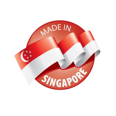 Singapur bayrağı, beyaz arkaplanda vektör illüstrasyonu.