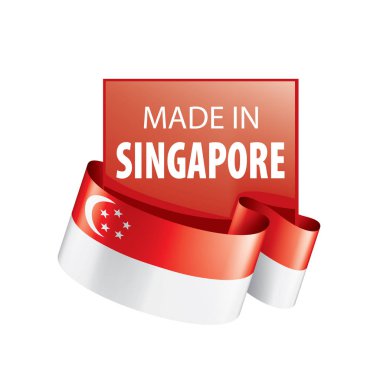 Singapur bayrağı, beyaz arkaplanda vektör illüstrasyonu.