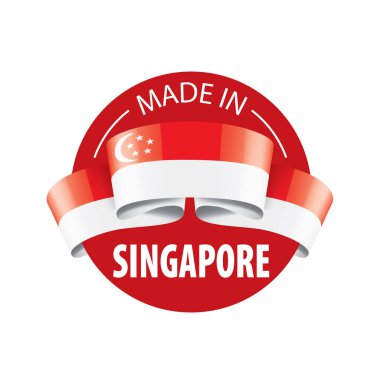 Singapur bayrağı, beyaz arkaplanda vektör illüstrasyonu.