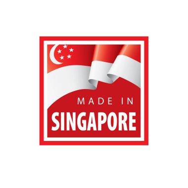 Singapur bayrağı, beyaz arkaplanda vektör illüstrasyonu.