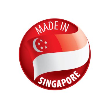 Singapur bayrağı, beyaz arkaplanda vektör illüstrasyonu.