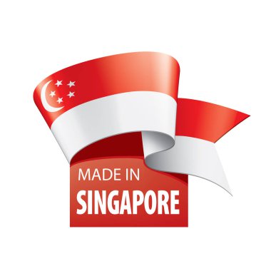 Singapur bayrağı, beyaz arkaplanda vektör illüstrasyonu.