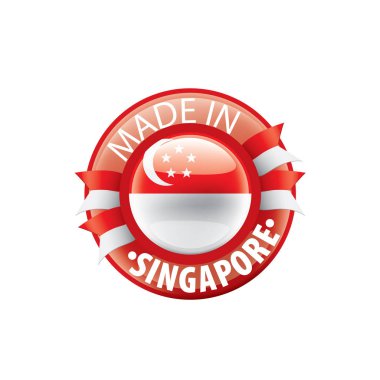 Singapur bayrağı, beyaz arkaplanda vektör illüstrasyonu.