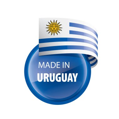Uruguay bayrağı, beyaz arkaplanda vektör illüstrasyonu.