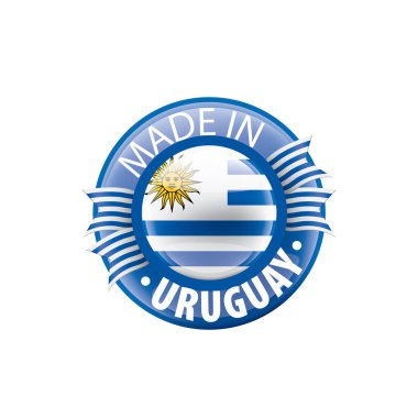 Uruguay bayrağı, beyaz arkaplanda vektör illüstrasyonu.