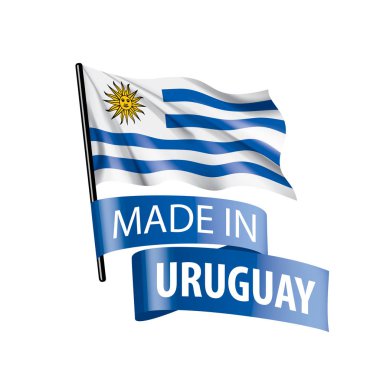 Uruguay bayrağı, beyaz arkaplanda vektör illüstrasyonu.