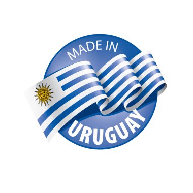 Uruguay bayrağı, beyaz arkaplanda vektör illüstrasyonu.