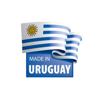 Uruguay bayrağı, beyaz arkaplanda vektör illüstrasyonu.