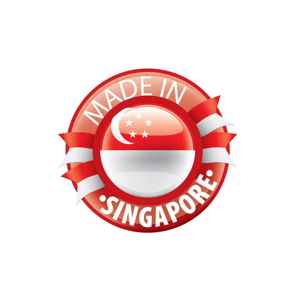 Σημαία Σιγκαπούρης, διανυσματική απεικόνιση σε λευκό φόντο. — Διανυσματικό Αρχείο