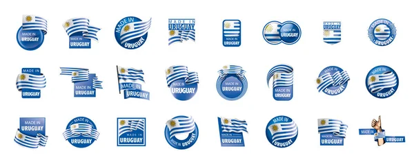 乌拉圭国旗，白色背景上的矢量插图. — 图库矢量图片
