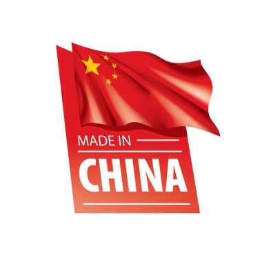 Çin bayrağı, beyaz arkaplanda vektör illüstrasyonu.