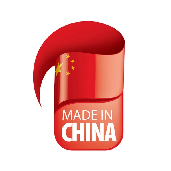 Cina bandiera, illustrazione vettoriale su sfondo bianco. — Vettoriale Stock