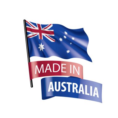 Avustralya bayrağı, beyaz arkaplanda vektör illüstrasyonu.