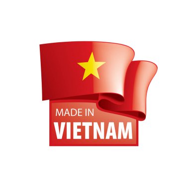 Vietnam bayrağı, beyaz arka planda vektör illüstrasyonu